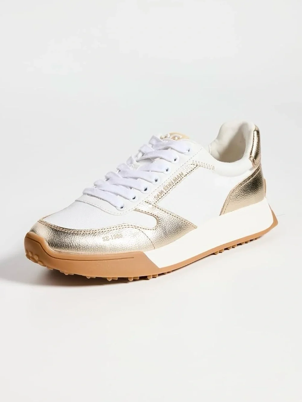 Sam Edelman Women’s 10M Layla White/Gold Fashion Platform Sneakers